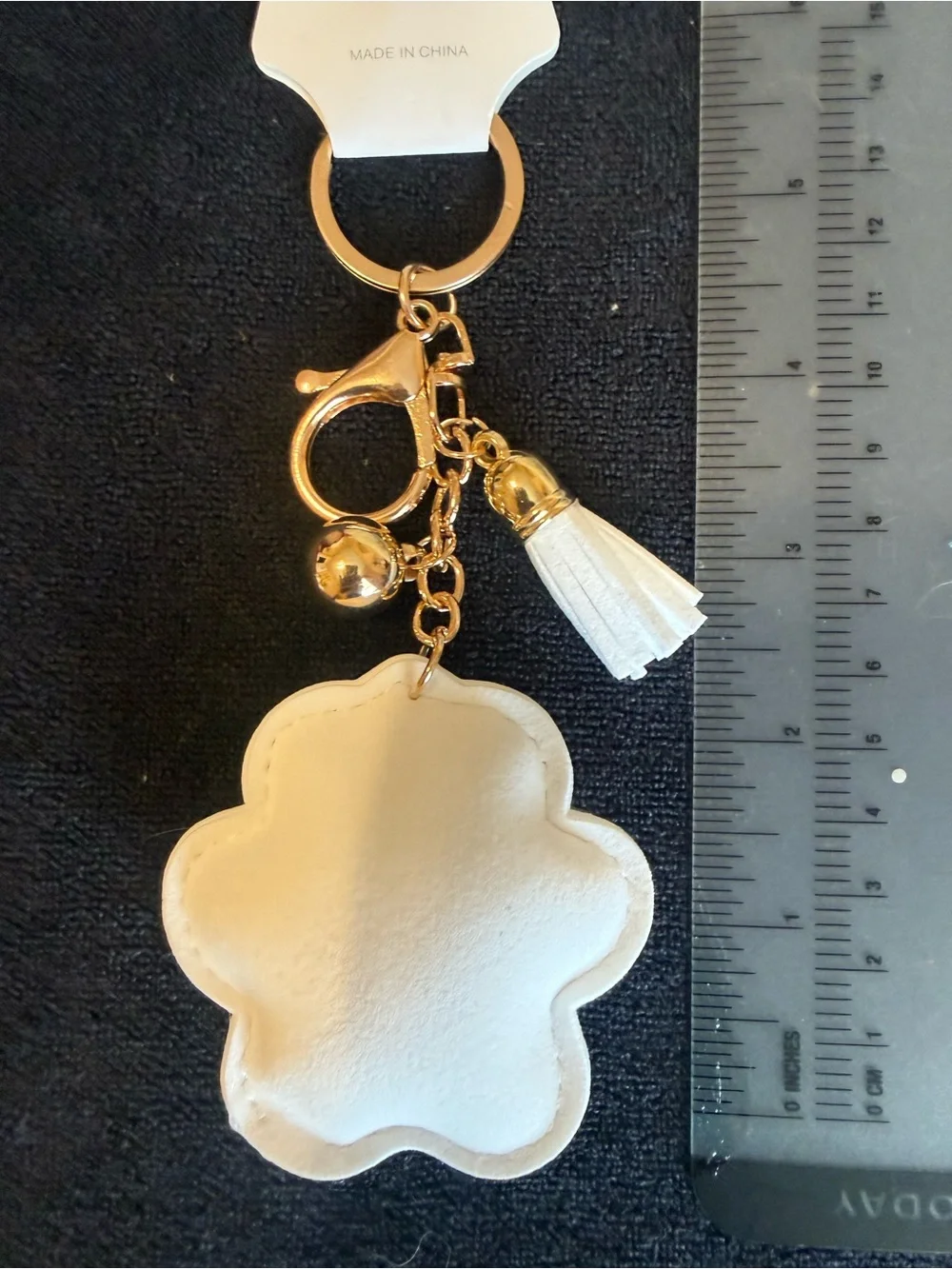 Source Unknown Paw Print Keychain Charm - White & Black